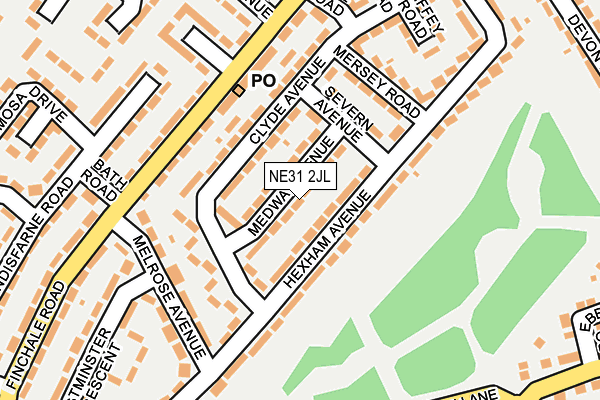 NE31 2JL map - OS OpenMap – Local (Ordnance Survey)