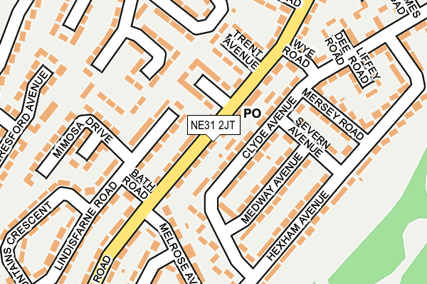 NE31 2JT map - OS OpenMap – Local (Ordnance Survey)