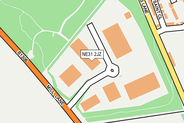 NE31 2JZ map - OS OpenMap – Local (Ordnance Survey)