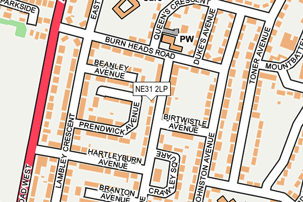 NE31 2LP map - OS OpenMap – Local (Ordnance Survey)