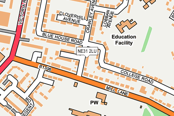NE31 2LU map - OS OpenMap – Local (Ordnance Survey)