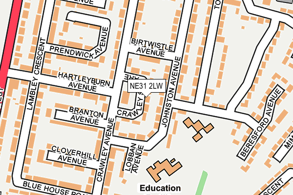 NE31 2LW map - OS OpenMap – Local (Ordnance Survey)