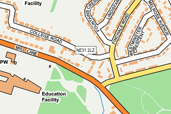 NE31 2LZ map - OS OpenMap – Local (Ordnance Survey)