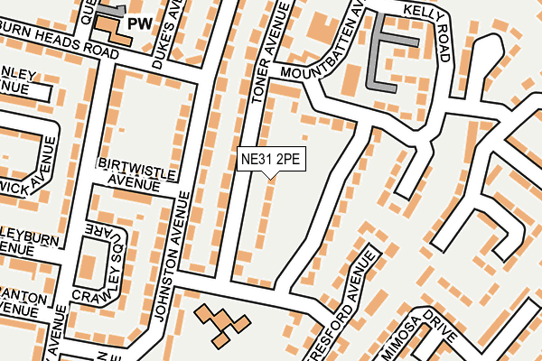NE31 2PE map - OS OpenMap – Local (Ordnance Survey)