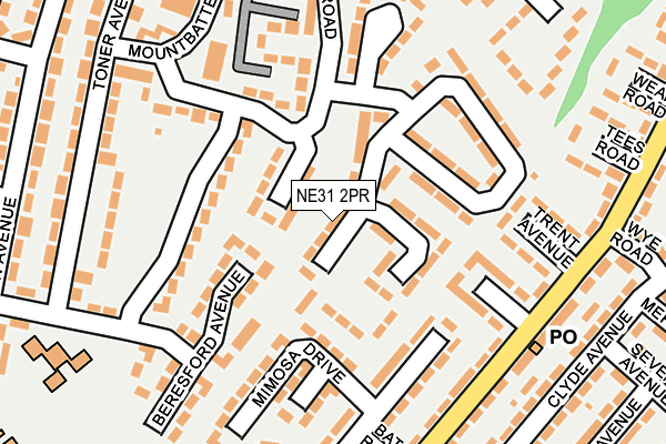 NE31 2PR map - OS OpenMap – Local (Ordnance Survey)
