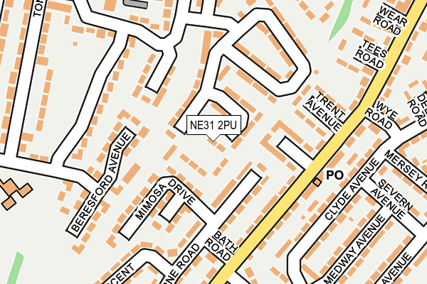 NE31 2PU map - OS OpenMap – Local (Ordnance Survey)