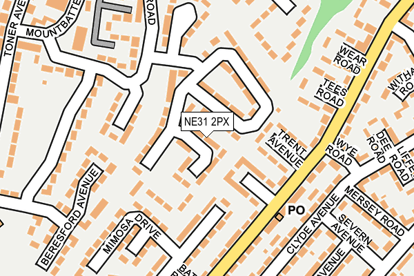 NE31 2PX map - OS OpenMap – Local (Ordnance Survey)