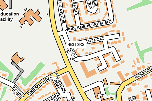 NE31 2RG map - OS OpenMap – Local (Ordnance Survey)