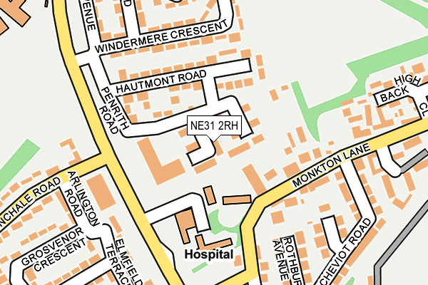 NE31 2RH map - OS OpenMap – Local (Ordnance Survey)