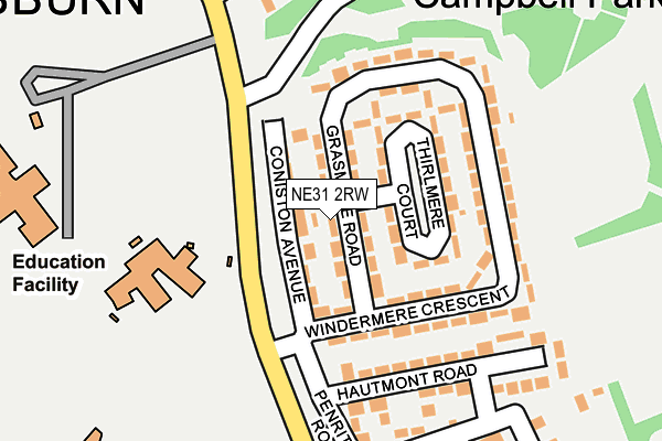 NE31 2RW map - OS OpenMap – Local (Ordnance Survey)