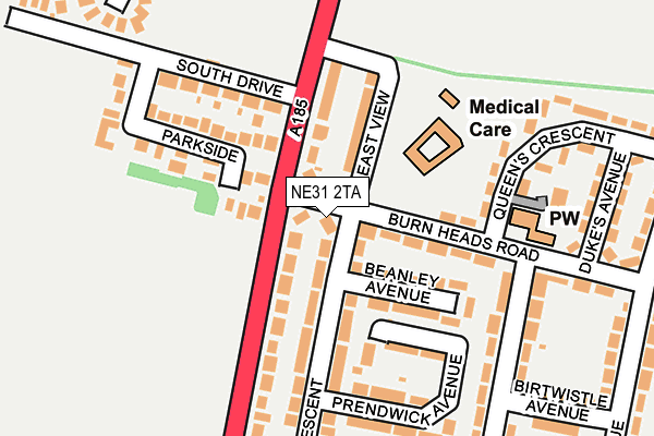 NE31 2TA map - OS OpenMap – Local (Ordnance Survey)