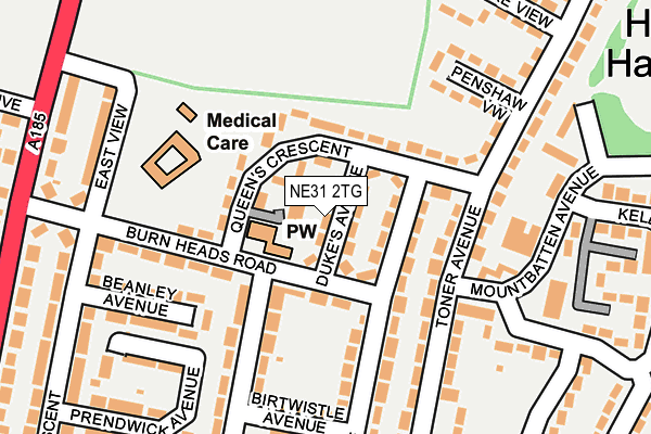 NE31 2TG map - OS OpenMap – Local (Ordnance Survey)
