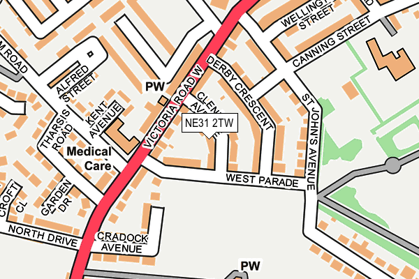 NE31 2TW map - OS OpenMap – Local (Ordnance Survey)