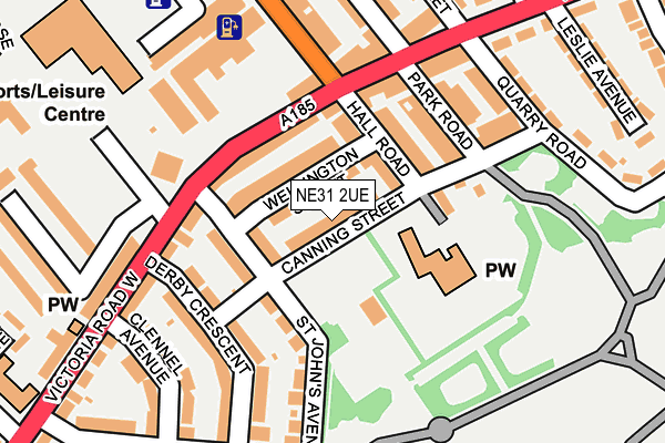 NE31 2UE map - OS OpenMap – Local (Ordnance Survey)