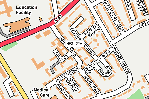 NE31 2YA map - OS OpenMap – Local (Ordnance Survey)