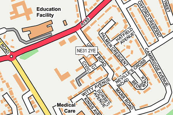 NE31 2YE map - OS OpenMap – Local (Ordnance Survey)