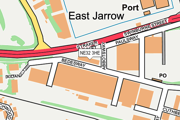 NE32 3HE map - OS OpenMap – Local (Ordnance Survey)