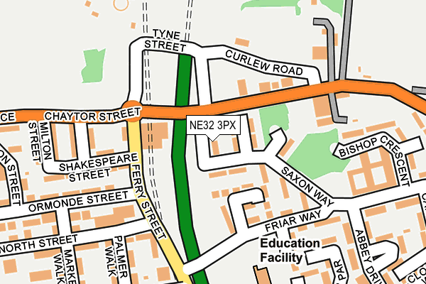 NE32 3PX map - OS OpenMap – Local (Ordnance Survey)