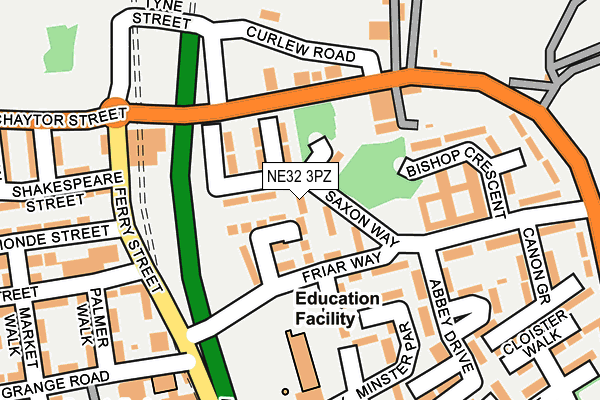 NE32 3PZ map - OS OpenMap – Local (Ordnance Survey)