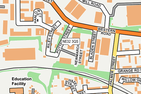 NE32 3QS map - OS OpenMap – Local (Ordnance Survey)