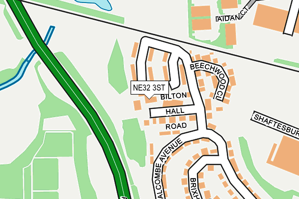NE32 3ST map - OS OpenMap – Local (Ordnance Survey)