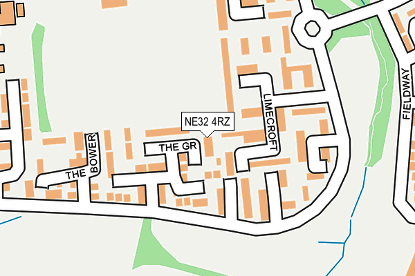 NE32 4RZ map - OS OpenMap – Local (Ordnance Survey)