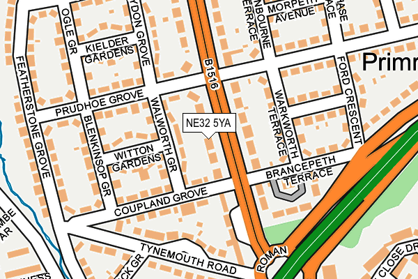 NE32 5YA map - OS OpenMap – Local (Ordnance Survey)