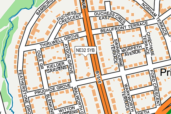 NE32 5YB map - OS OpenMap – Local (Ordnance Survey)