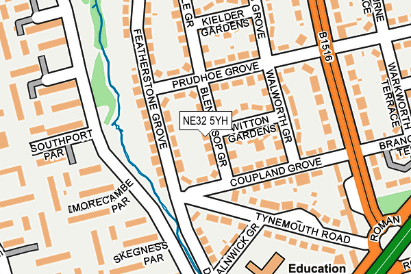 NE32 5YH map - OS OpenMap – Local (Ordnance Survey)