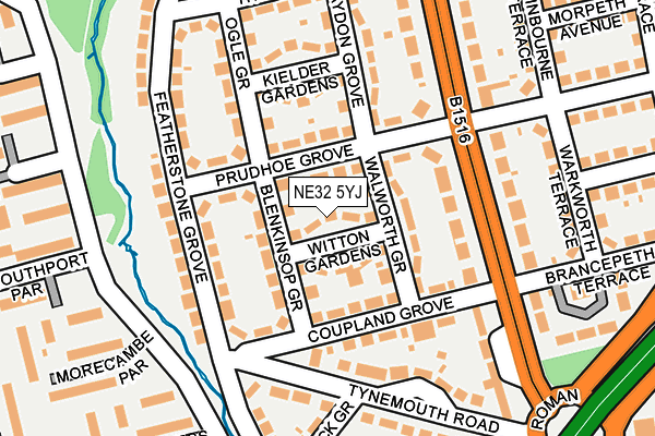 NE32 5YJ map - OS OpenMap – Local (Ordnance Survey)