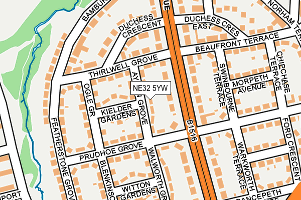 NE32 5YW map - OS OpenMap – Local (Ordnance Survey)