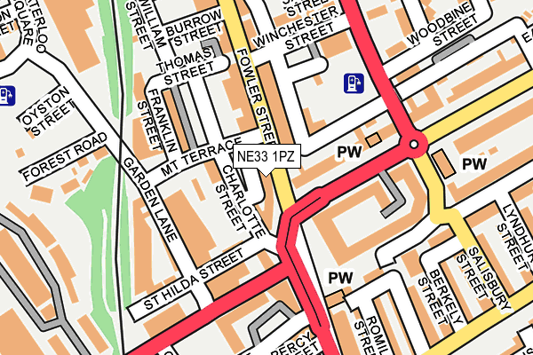 NE33 1PZ map - OS OpenMap – Local (Ordnance Survey)