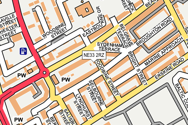 NE33 2RZ map - OS OpenMap – Local (Ordnance Survey)