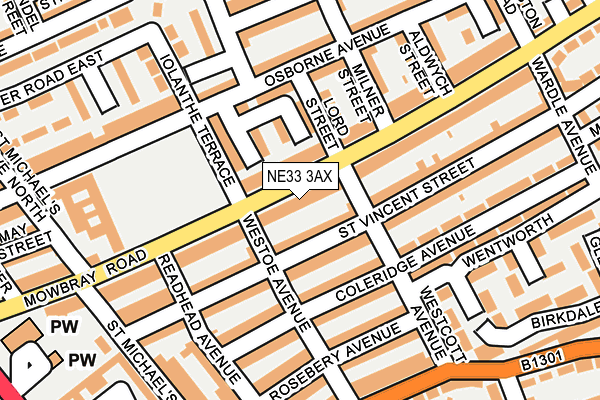 NE33 3AX map - OS OpenMap – Local (Ordnance Survey)