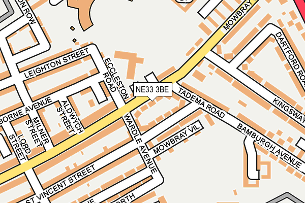 NE33 3BE map - OS OpenMap – Local (Ordnance Survey)