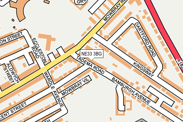 NE33 3BG map - OS OpenMap – Local (Ordnance Survey)