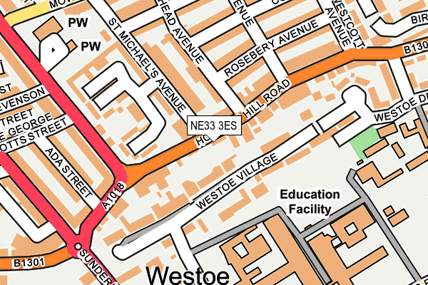 NE33 3ES map - OS OpenMap – Local (Ordnance Survey)