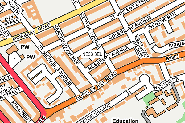 NE33 3EU map - OS OpenMap – Local (Ordnance Survey)
