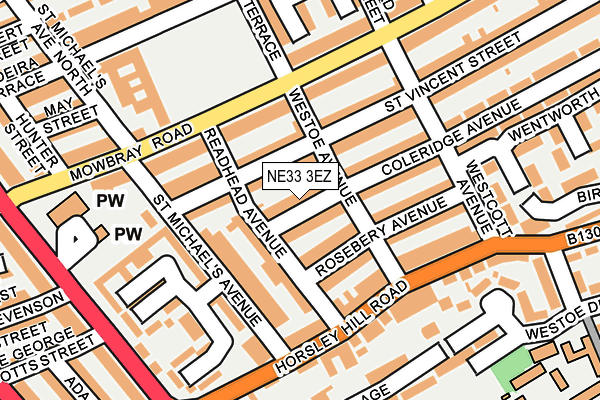 NE33 3EZ map - OS OpenMap – Local (Ordnance Survey)