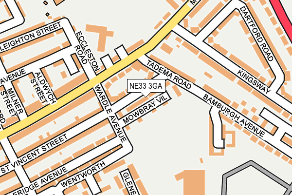 NE33 3GA map - OS OpenMap – Local (Ordnance Survey)