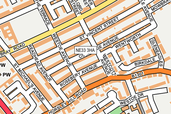 NE33 3HA map - OS OpenMap – Local (Ordnance Survey)