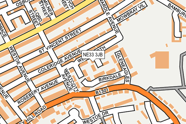 NE33 3JB map - OS OpenMap – Local (Ordnance Survey)