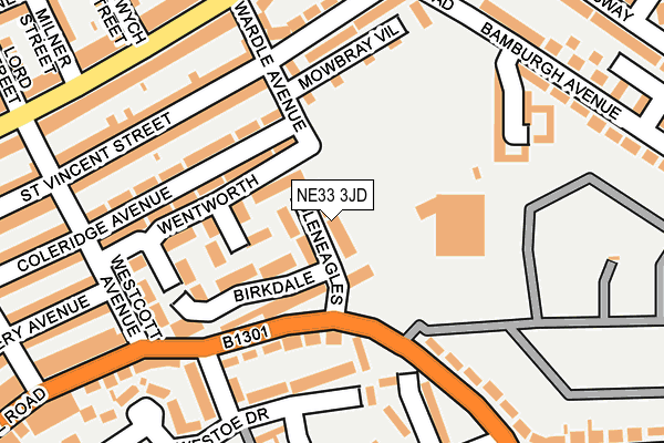 NE33 3JD map - OS OpenMap – Local (Ordnance Survey)