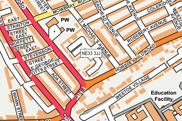 NE33 3JJ map - OS OpenMap – Local (Ordnance Survey)