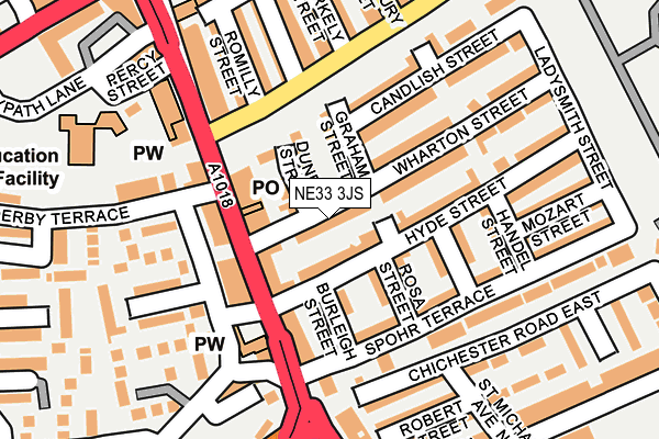 NE33 3JS map - OS OpenMap – Local (Ordnance Survey)