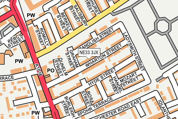 NE33 3JX map - OS OpenMap – Local (Ordnance Survey)