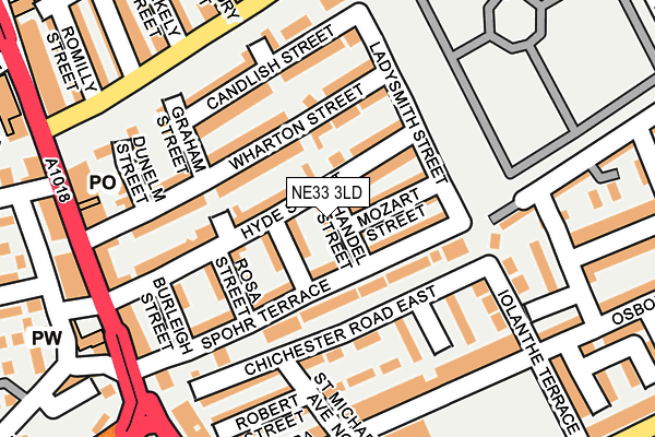 NE33 3LD map - OS OpenMap – Local (Ordnance Survey)