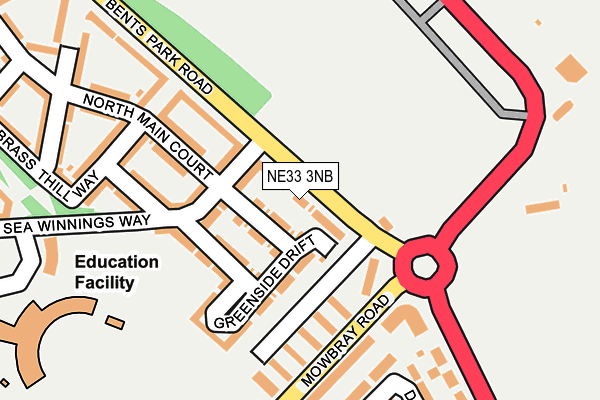 NE33 3NB map - OS OpenMap – Local (Ordnance Survey)