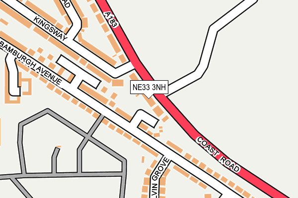 NE33 3NH map - OS OpenMap – Local (Ordnance Survey)