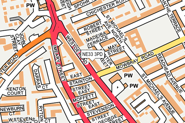 NE33 3PD map - OS OpenMap – Local (Ordnance Survey)